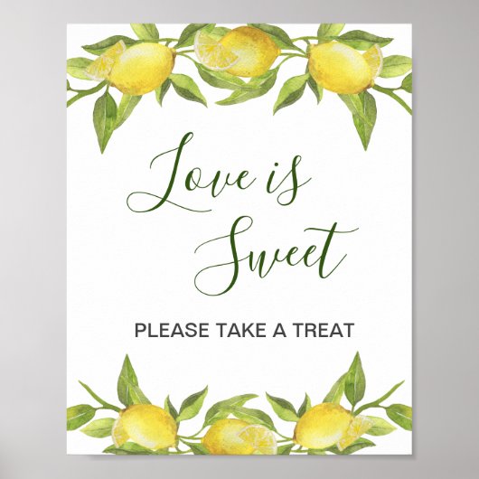 Poster Bar à desserts de mariage avec verdure et fleurs d (Devant)
