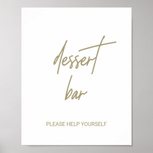 Poster Bar à desserts de mariage en calligraphie dorée fa