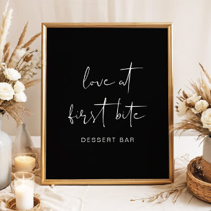 Poster Bar à desserts de mariage minimaliste moderne noir