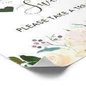 Poster Bar à desserts floral rustique avec verdure L'amou (Coin)