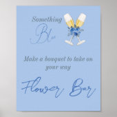 Poster Bar à Fête des mariées Florale Champagne Bleu (Devant)