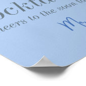 Poster Bar à Fête des mariées Florale Champagne Bleu (Coin)