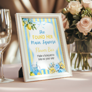 Poster Bar à fleurs Floral Blue Main Squeeze pour la Mari