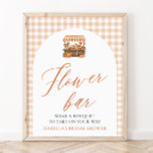 Poster Bar à Fleurs Gingham Automnal Fraîche du Marché