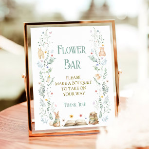 Poster Bar à Fleurs pour Baby Shower sur le thème du Livr