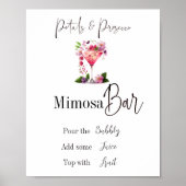 Poster Bar à fleurs pour mariage Petals & Prosecco rose (Devant)