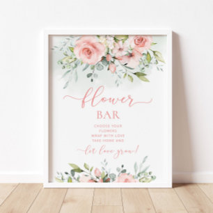 Poster Bar à fleurs rose vif