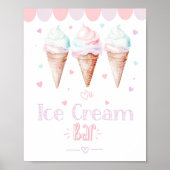 Poster Bar à glace pastel fête d'anniversaire (Devant)