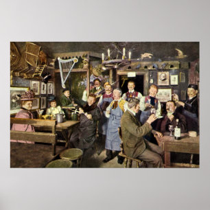 Poster Bar à l'ancienne avec des célébrations populaires,