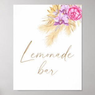 Poster Bar à limonade bohème aquarelle pampas