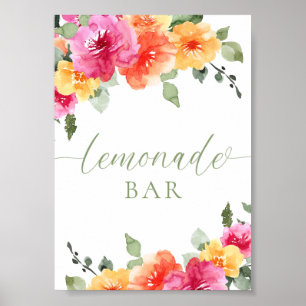 Poster Bar à limonade florale lumineuse colorée 