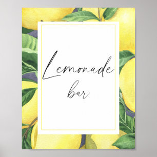 Poster Bar à limonade moderne au citron aquarelle