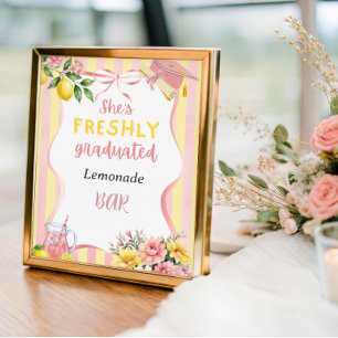 Poster Bar à limonade rose pour fête de fin d'études fraî