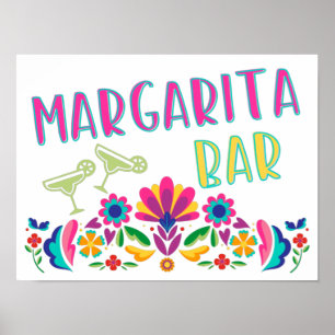 Poster Bar à Margarita Fête Party Coloré Mexicain