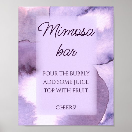 Poster Bar à mimosa aquarelle violette pourpre (Devant)