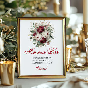 Poster Bar à Mimosa Bohème Chic Blush Bourgogne Dessus de