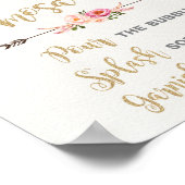 Poster Bar à Mimosa Bohème Rose Or Fête de Mariage (Coin)