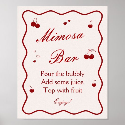 Poster Bar à Mimosa Cherry On Top pour Enterrement de Vie (Devant)