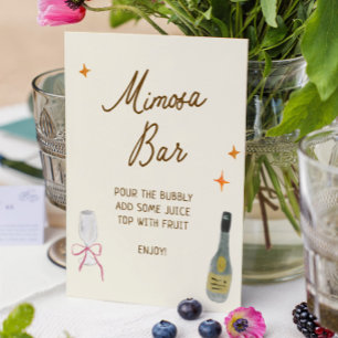 Poster Bar à Mimosa de Mariage Dessiné à la Main de Maniè