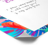 Poster Bar à mimosa de mariage rétro tropical magenta (Coin)