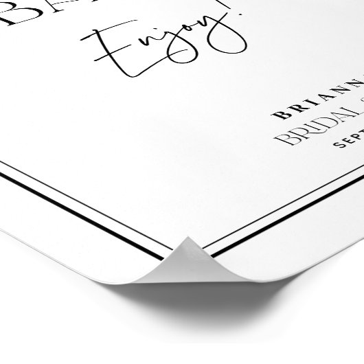 Poster Bar à Mimosa Élégant Mariage Black & White (Coin)