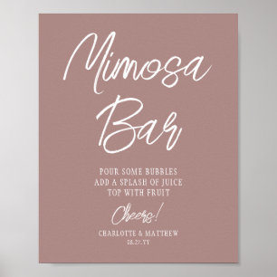 Poster Bar à Mimosa Félicitations Écriture Moderne Rose G