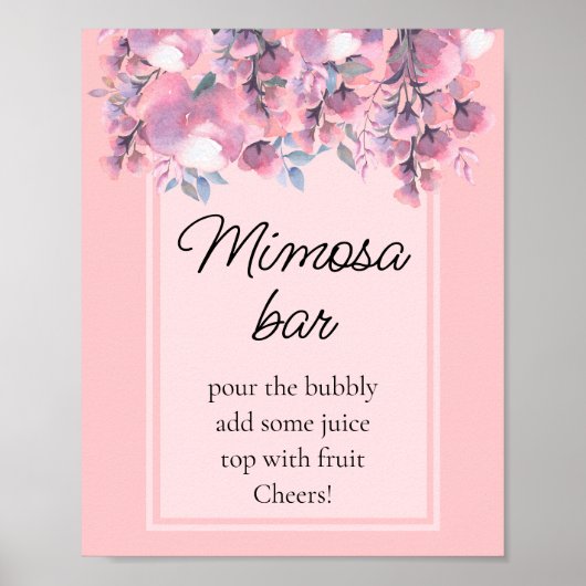 Poster bar à mimosa Fleurs de saison modernes rose poudré (Devant)