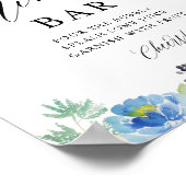 Poster Bar à Mimosa Fleurs d'Hydrangea Aquarelle Bleue po (Coin)