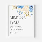 Poster Bar à Mimosa Fleurs d'Hydrangeas Bleues et Blanche