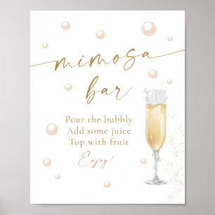 Poster Bar à Mimosa Mariage Perles et Prosecco
