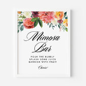 Poster Bar à Mimosa pour Baby Shower de Fleurs Automnales