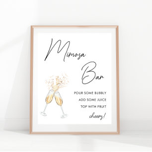 Poster Bar à Mimosa pour Enterrement de Vie de Jeune Fill