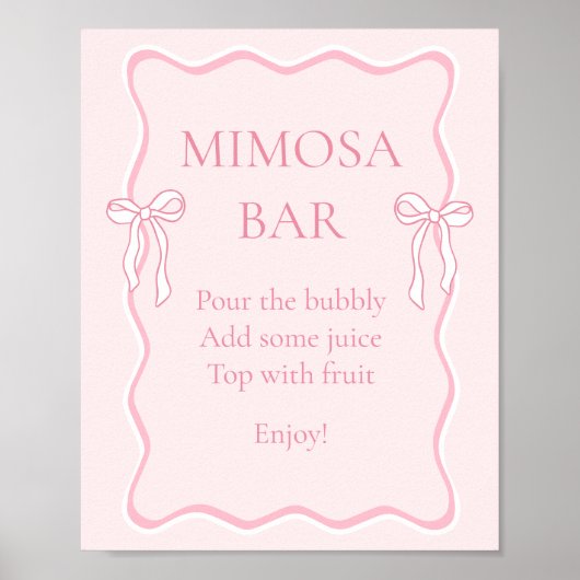 Poster Bar à Mimosa pour la fête de fiançailles de Pink B (Devant)