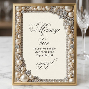 Poster Bar à Mimosa pour la Mariée Perles