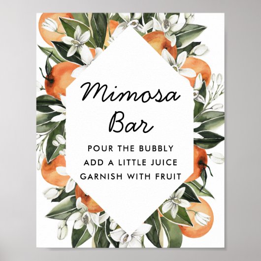 Poster Bar à Mimosa pour Mariage avec des Agrumes (Devant)