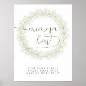 Poster Bar à Mimosa pour Mariage avec Fleurs Blanches Cla (Devant)