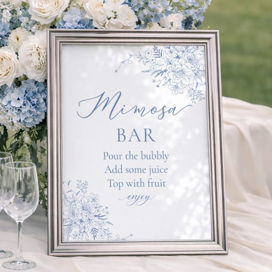 Poster Bar à Mimosa pour Mariage avec Quelque Chose de Bl