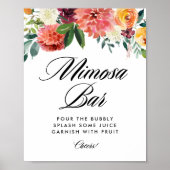 Poster Bar à Mimosa pour Mariage Champêtre de Fleurs Auto (Devant)
