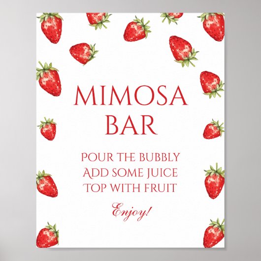 Poster Bar à Mimosa pour Mariage de Fraises (Devant)