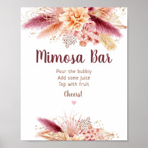 Poster Bar à Mimosa pour une Baby Shower Bohème avec de l