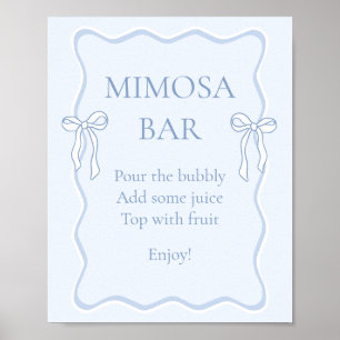 Poster Bar à Mimosa pour une Baby Shower Ruban Bleu