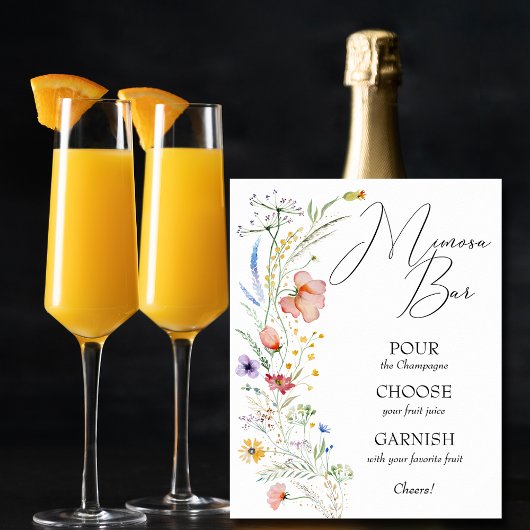 Poster Bar à Mimosa pour une fête de mariage champêtre