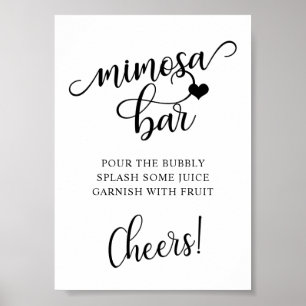 Poster Bar à MIMOSA pour une fête de mariage moderne noir