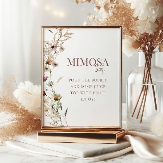 Poster Bar à Mimosa pour une Mariée aux Fleurs Sauvages e