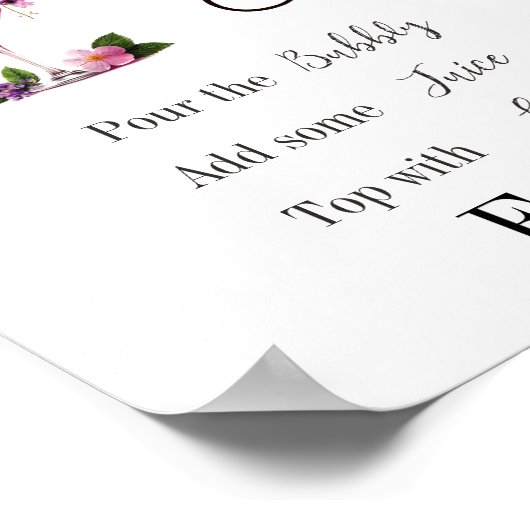 Poster Bar à Mimosa pour une Mariée en Rose avec Pétals & (Coin)