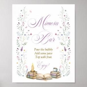 Poster Bar à Mimosa pour une Mariée Thème Livre
