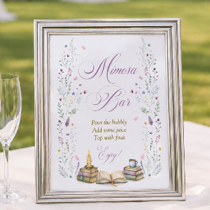 Poster Bar à Mimosa pour une Mariée Thème Livre