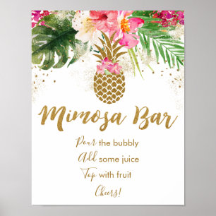 Poster Bar à Mimosa Tropical Floral pour Mariage