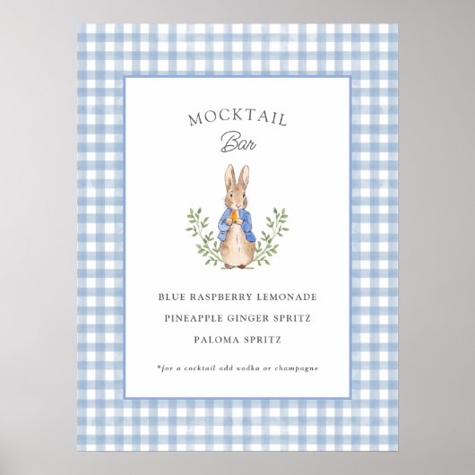 Poster Bar à Mocktail Baby Shower Lapin de Conte de Fées (Devant)