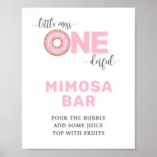 Poster Bar à Mom-osa pour 1er anniversaire rose